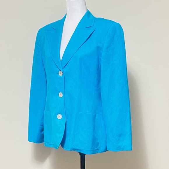 Giorgio Sant’ Angelo NEW Sky Blue Linen Rayon 3 Button Spring Blazer Jacket 10 - Picture 4 of 14